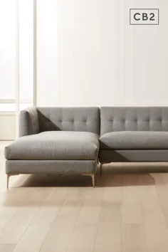 Holden 2-Piece Grey Tufted Sectional Loveseat + نظرات |  CB2