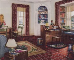 اتاق نشیمن به سبک سنتی 1931 - مشمع کف اتاق آرمسترانگ - طراحی داخلی دهه 1930