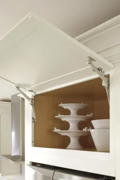 کابینت آشپزخانه چوب جامد گیلاس به سبک شیکر خاکستری با درب بالابر