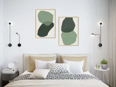 Sage Green چکیده آبرنگ هنر دکوراسیون مینیمالیستی مدرن هنر دیوار سبز تزیین اتاق خواب دکوراسیون سبز