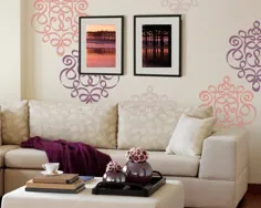 استنسیل دیوار داماسک به سبک روبان مدرن برای تصاویر زمینه DIY |  اتسی
