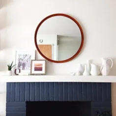 آینه گرد چوبی شناور - بلوط