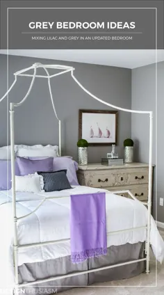 ایده های اتاق خواب خاکستری: مخلوط کردن یاس بنفش و خاکستری در یک اتاق خواب به روز شده