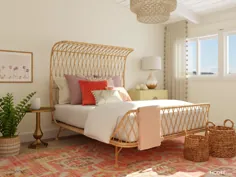 اتاق خواب Boho لذت بخش در رنگ های صورتی ملایم |  ایده های طراحی اتاق خواب به سبک الکتریک