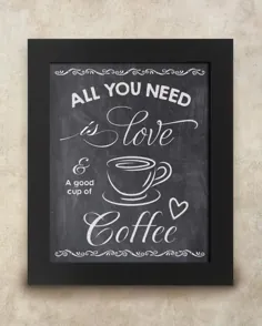 تابلو اعلانات آشپزخانه قابل چاپ قهوه علامت قهوه |  اتسی