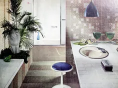 50 ایده طراحی کاشی حمام دهه 1960