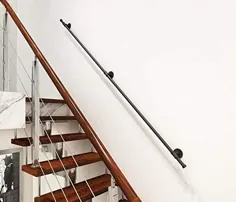 هندریلس لوله مشکی آسانسور مشکی سیاه و سفید DIYHD 5FT 3 برای پله ها ، مشکی روستایی ، سبک مستقیم
