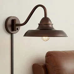 Bowdon Farmhouse Rustic Swing Arm Mount Wall Lamp with Cord Industrial Bronze Plug-in Light Plumbing سبک انبار برای اتاق خواب اتاق خواب تختخواب اتاق نشیمن اتاق خانه راهرو ناهار خوری - Franklin Iron Works