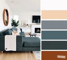 بهترین طرح های رنگی اتاق نشیمن - پالت خاکستری سبز تیره و تاج