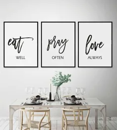 Eat Pray Love PrintKitchen wall art مجموعه ای از 3 قابل چاپ ناهار خوری | Etsy