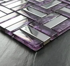 موزاییک شیشه ای بنفش کاشی فلزی نقره ای ضد زنگ |  اتسی
