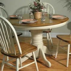میز ناهار خوری دو رنگ پایه پایه Barnsdale - بلوط سفید / سوخته