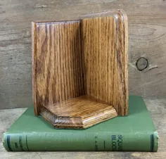 توقف کتاب قفسه کتاب Minimalist Vintage Solid Oak |  اتسی