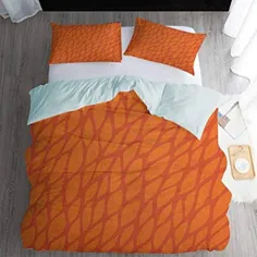 الگوی جلد لحاف Nomorer اندازه کینگ ، مجموعه های پوشش لحاف نارنجی سوخته - طرح برگ شاخ و برگ ترکیب طرح رشد طبیعی ، نارنجی سوخته نارنج
