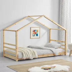 تختخواب مونته سوری در اندازه کامل با نرده ها طرح تختخواب خانه DIY |  اتسی