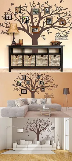 نقل قول برگردان دیوار خانواده MAFENT - خانواده مانند شاخه های برچسب دیواری دارای حروف درخت برای تزئین اتاق خواب (قهوه ای تیره)