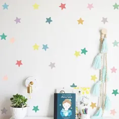 24 برچسب دیواری Pastel Star ایده آل برای اتاق کودک و نوجوانان |  اتسی