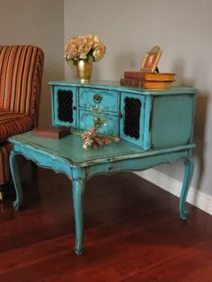 Eclectic Teal End Table