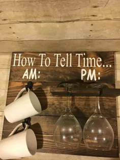 نحوه گفتن زمان ، نحوه گفتن نگهدارنده لیوان قهوه / نوشیدنی ، علامت PM PM ، هدیه نوشیدنی خنده دار ، Housewarmi