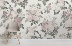 کاغذ دیواری کاغذ دیواری گل و گل رز صورتی |  هوویا