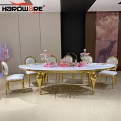 مبلمان عروسی میز MDF سفید و براق سفید جدید برای مهمانی و رویدادها