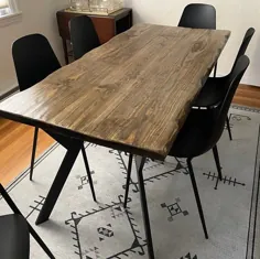 میز ناهار خوری چوبی و فلزی بازیابی شده |  اتسی