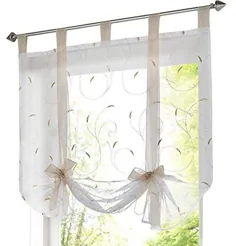 ZebraSmile Lainable Curtain Cute Bowknot Tie Up Roman Curtain Tab Prime Semi Sheer آشپزخانه بال ...