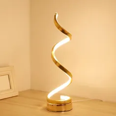 روبان مارپیچی چراغ میز فلزی ساده چراغ طلا LED چراغ کار با پایه دایره در لامپ های میز گرم