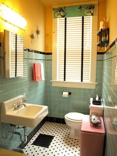 حمام کاشی و کاشی سیاه به سبک کریستن و پاول در دهه 1940 ، ساخته شده از ابتدا -