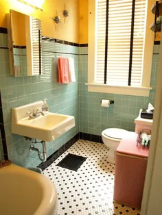 حمام کاشی و کاشی سیاه به سبک کریستن و پاول در دهه 1940 ، ساخته شده از ابتدا -