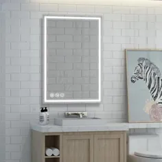 Boyel Living 36 in W W 24 in. H Frameless Rectangular LED Light Bathroom Bathroom Mirror in Clear-KFM42436SF1 - انبار خانه