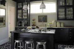آشپزخانه سیاه و سفید - معاصر - آشپزخانه - خانه زیبا