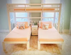 تخت دو طبقه سه تایی آدری |  مبلمان کودکانه سفارشی