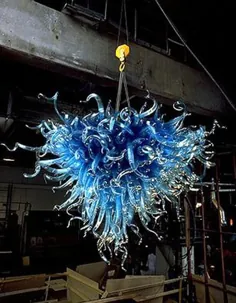 دست ساخته شده لوستر شیشه ای دمیده نور آبی
