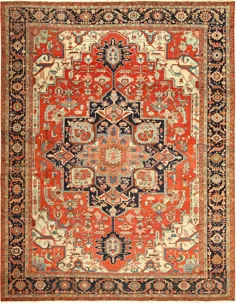 فرش قرمز عتیقه Serapi فرش ایرانی 49358 Nazmiyal