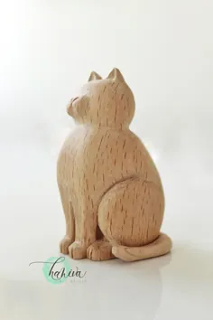 مجسمه چوبی گربه