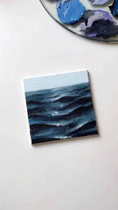 نقاشی دریا روی بوم کوچک