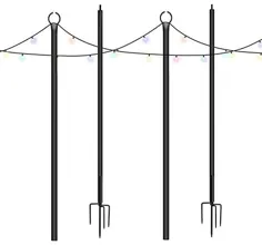 تابلوهای چراغ خارج رشته ای Brillihood ، پایه چنگال 4 شاخه 9Ft محکم برای چراغ های رشته ای آویز + مورد استفاده برای پاسیو ، حیاط خلوت ، باغ حیاط ، کریسمس ، دکوراسیون چراغ عروسی کافه ، 2 بسته
