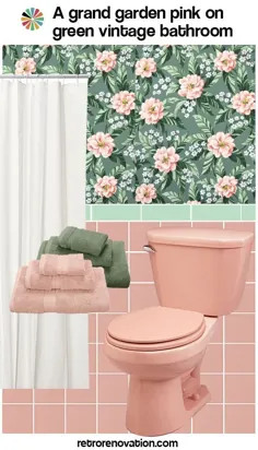 11 ایده برای تزئین حمام کاشی صورتی و سبز -