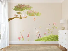 مجموعه دیوارهای Fairy & Flowers مجموعه اتاق اتاق گل های پری ، عکس برگردان های دیوار گلهای پریا ، دیوار مجموعه گل های جن ، برچسب های دیوار گل پری ،