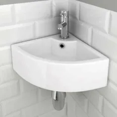 Vroma Bartenura Ceramic Corner حوضه سینک ظرفشویی حمام دیواری شیر آبگیر |  eBay