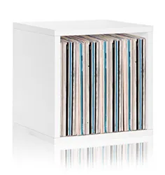 Way Basics Vinyl Record Storage Blox Cube، Shelf Organizer - متناسب با رکوردهای 65-70 LP (مونتاژ بدون ابزار و ساخته شده بصورت منحصر به فرد از کارتن zboard پایدار غیر سمی) سفید