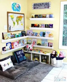 نحوه تنظیم یک گوشه خواندن برای کودکان - به علاوه قفسه کتاب ناودان باران - زندگی در ساحل طبیعی