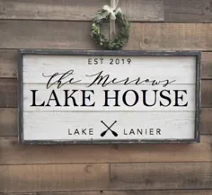 تابلوی خانه دریاچه ، تابلوی سفارشی ، تابلوی چوب فرش کشتی - قاب معماری