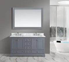 مبلمان شهری - مجموعه غرور غرق حمام Jocelyn 60 اینچ (60 اینچ) با روکش مرمر سفید ایتالیایی Carrara - آبی