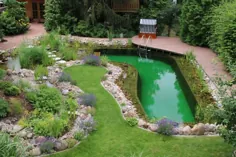 استخر شنا با جریانی که بخوبی در باغ ادغام شده است |  ساخت استخر واحه