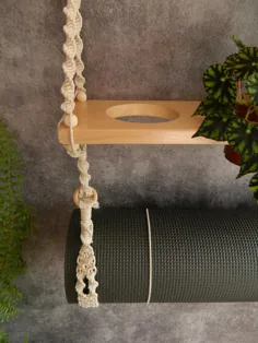 جا نگهدارنده دیواری / قفسه حصیری یوگا با قفسه گیاه گیاه Macrame |  اتسی