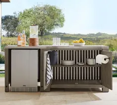 یخچال و کابینت دو درب قابل تبدیل آشپزخانه Abbott Outdoor FSC® Acacia ، شستشوی خاکستری