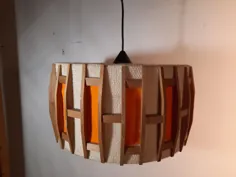 VINTAGE لامپ آویز اسکاندیناوی در چوب و جوت طبیعی |  اتسی