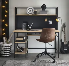 Schreibtisch im Industriestil aus schwarzem Metall und Tannenholz |  Maisons du Monde